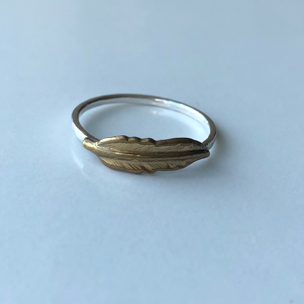 Sterling Silver and Bronze Feather Ring